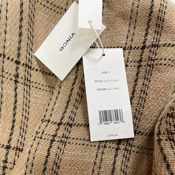 NWT $795 Vince Plaid Collarless Coat - Picture 6 of 6